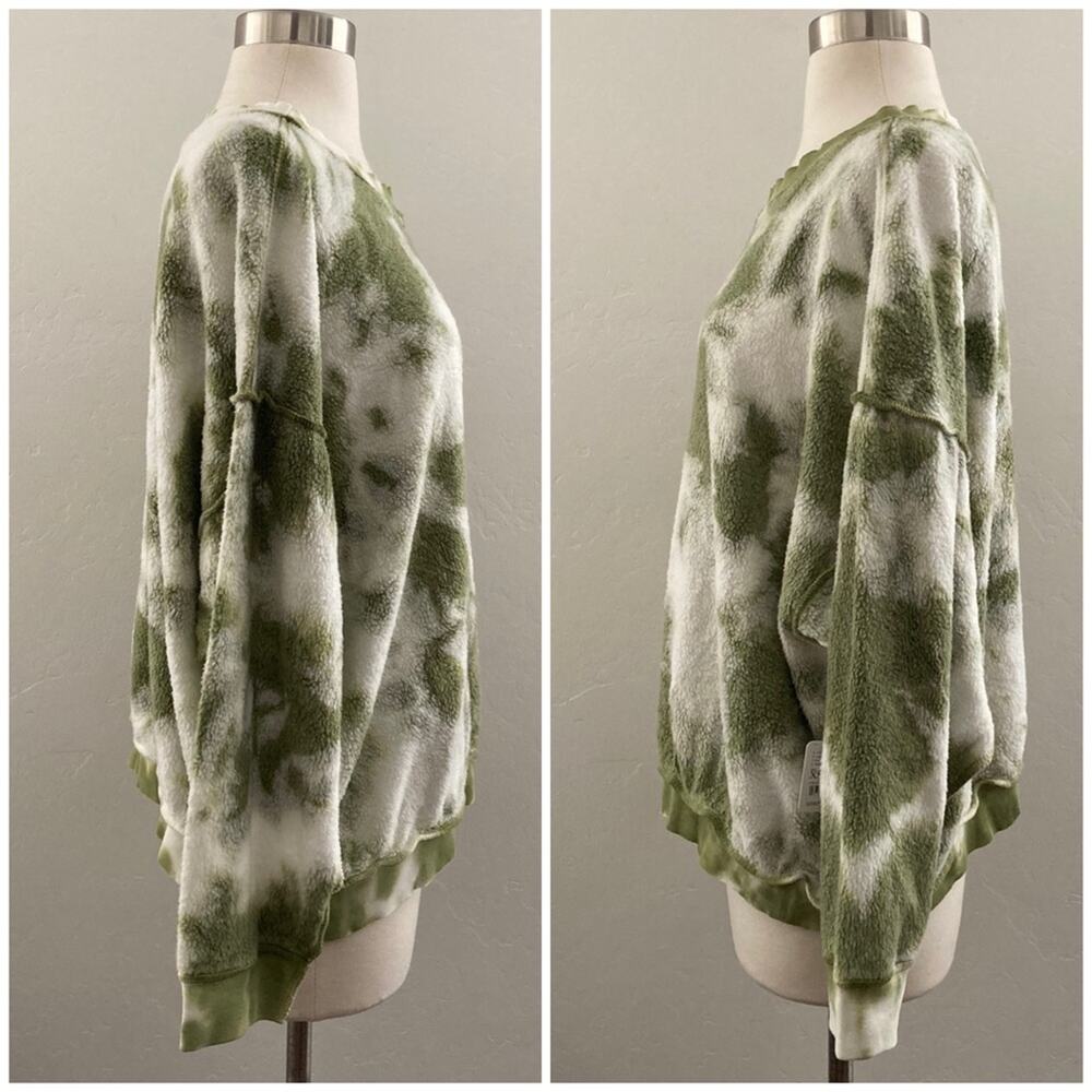 Free People Kelly Washed Tie Dye Set Sweatshirt Shorts Army Green Women's XS NWT - Picture 5 of 14
